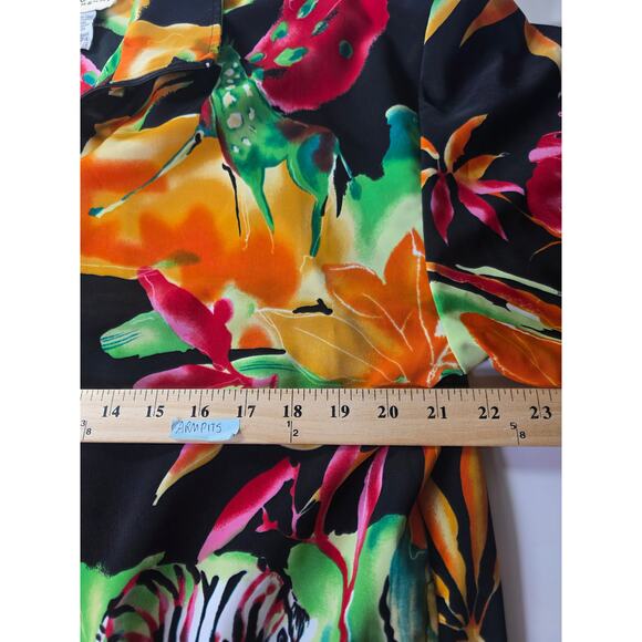 ERIN LONDON Orange Red Tropical Floral Zebra Lightweight Bomber Jacket SZ L - Picture 6 of 8